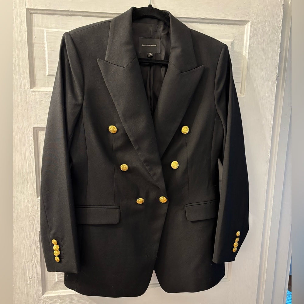 Banana Republic Black Icon Blazer with Gold Buttons